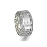 Floral Design White Gold Wedding Band w/ Diamonds