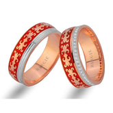 Byzantine Design Rose Gold Wedding Band w/ Diamonds