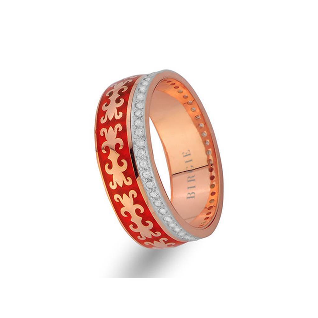 Byzantine Design Rose Gold Wedding Band w/ Diamonds