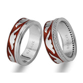 Stylish Design White Gold Wedding Band w/ Diamonds