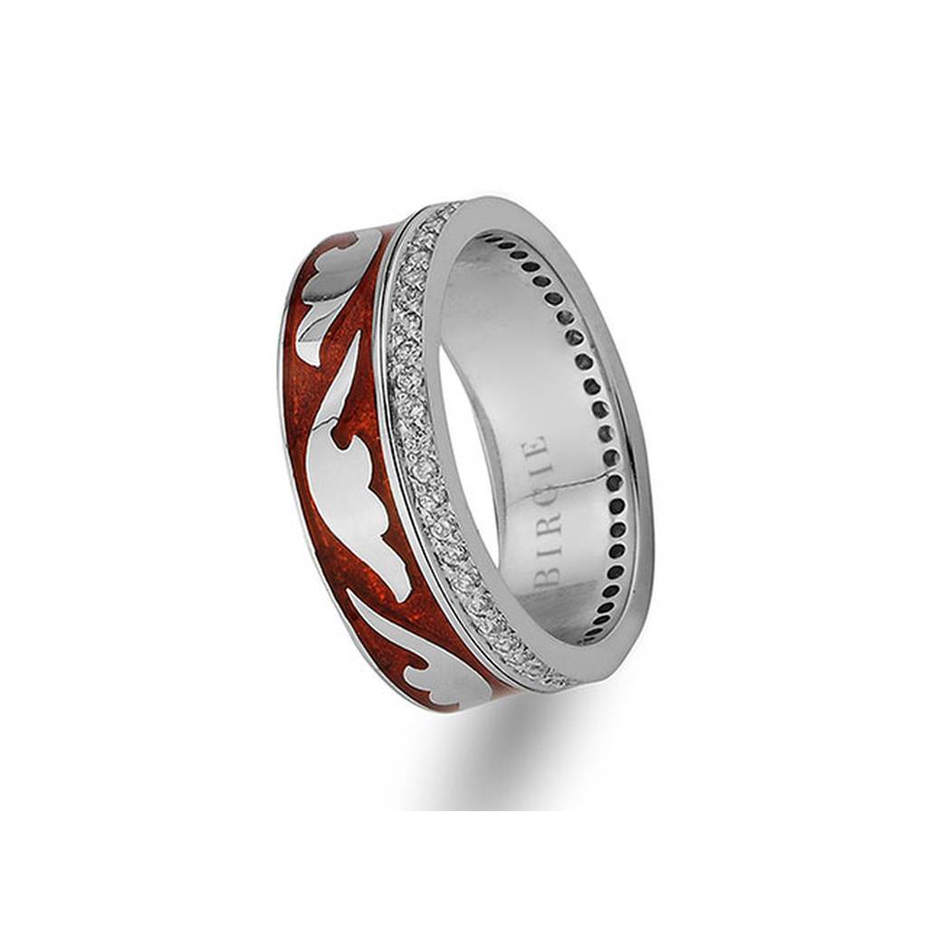 Stylish Design White Gold Wedding Band w/ Diamonds