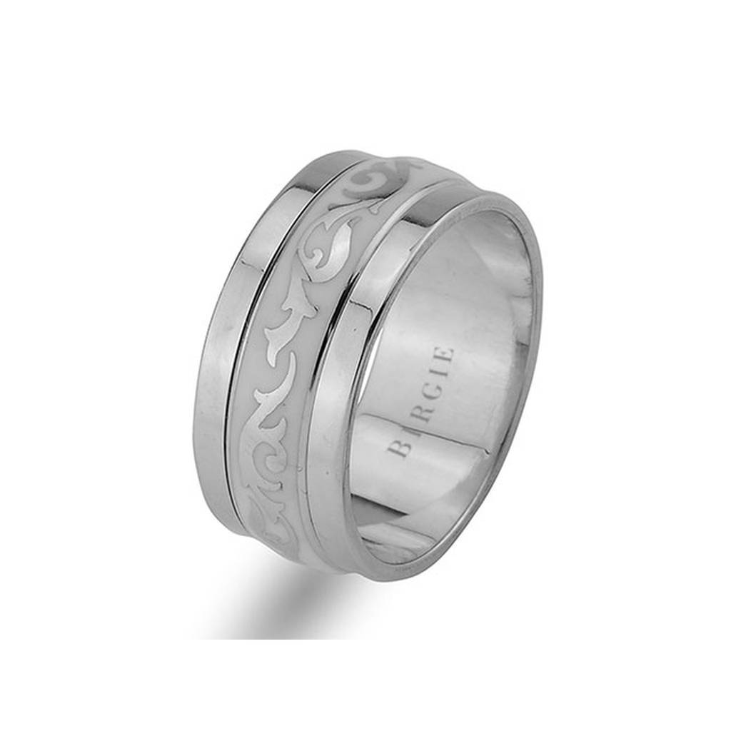 Floral Design White Gold Wedding Band