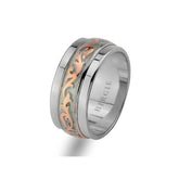 Floral Design Rose and White Gold Wedding Band