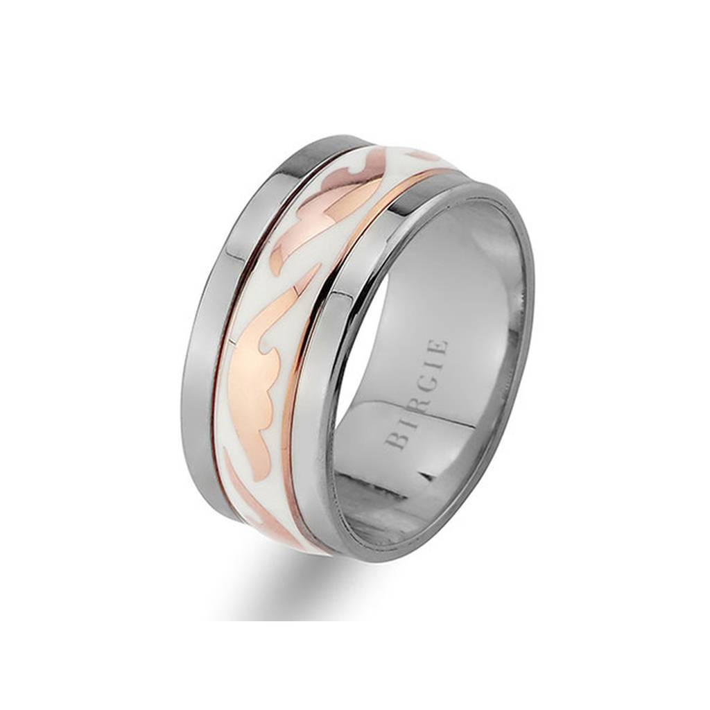 Stylish Design White and Rose Gold Wedding Band