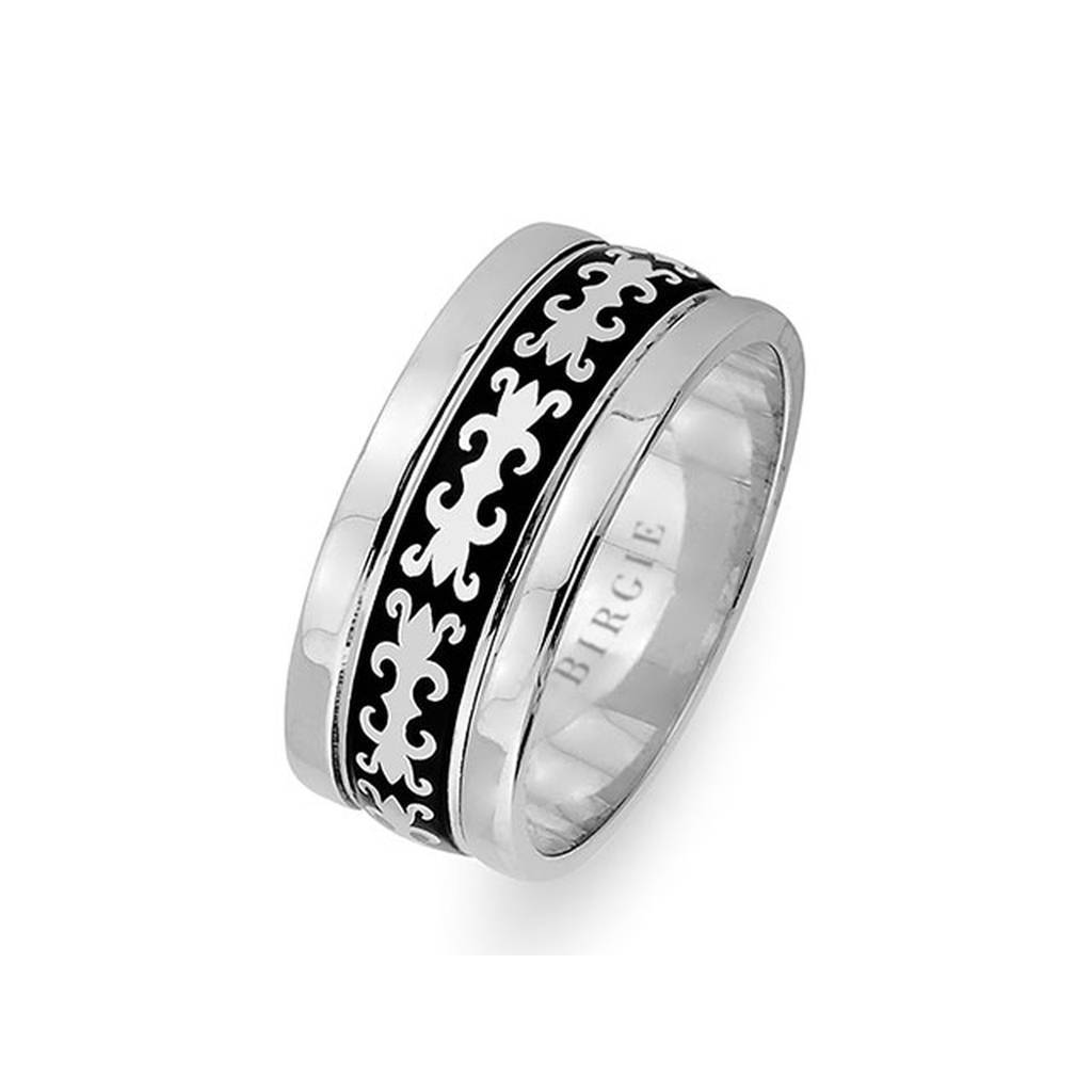 Byzantine Design White Gold Wedding Band