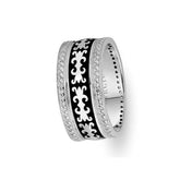 Byzantine Design White Gold Wedding Band w/ Twin Line Diamonds