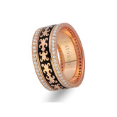 Byzantine Design Rose Gold Wedding Band w/ Twin Line Diamonds