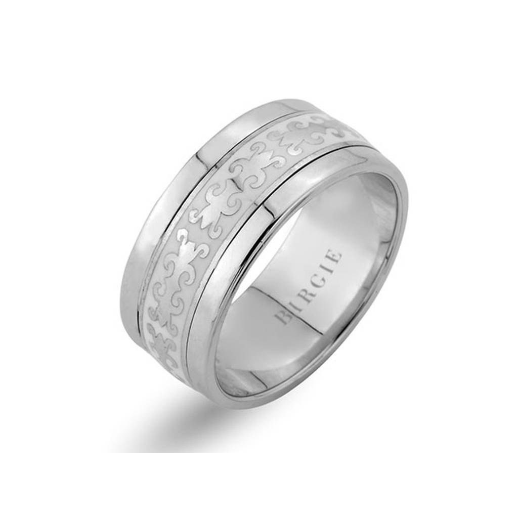 Byzantine Design White Gold Wedding Band