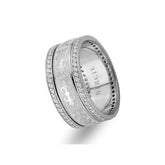 Byzantine Design White Gold Wedding Band w/ Twin Line Diamonds