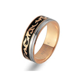 Floral Design Rose and White Gold Wedding Band