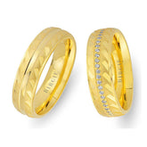 Yellow Gold Wedding Band w/ Diamonds and Mirror Effect - Birgie Diamant | Fine Jewellery - Diamant & Edelstein Schmuck