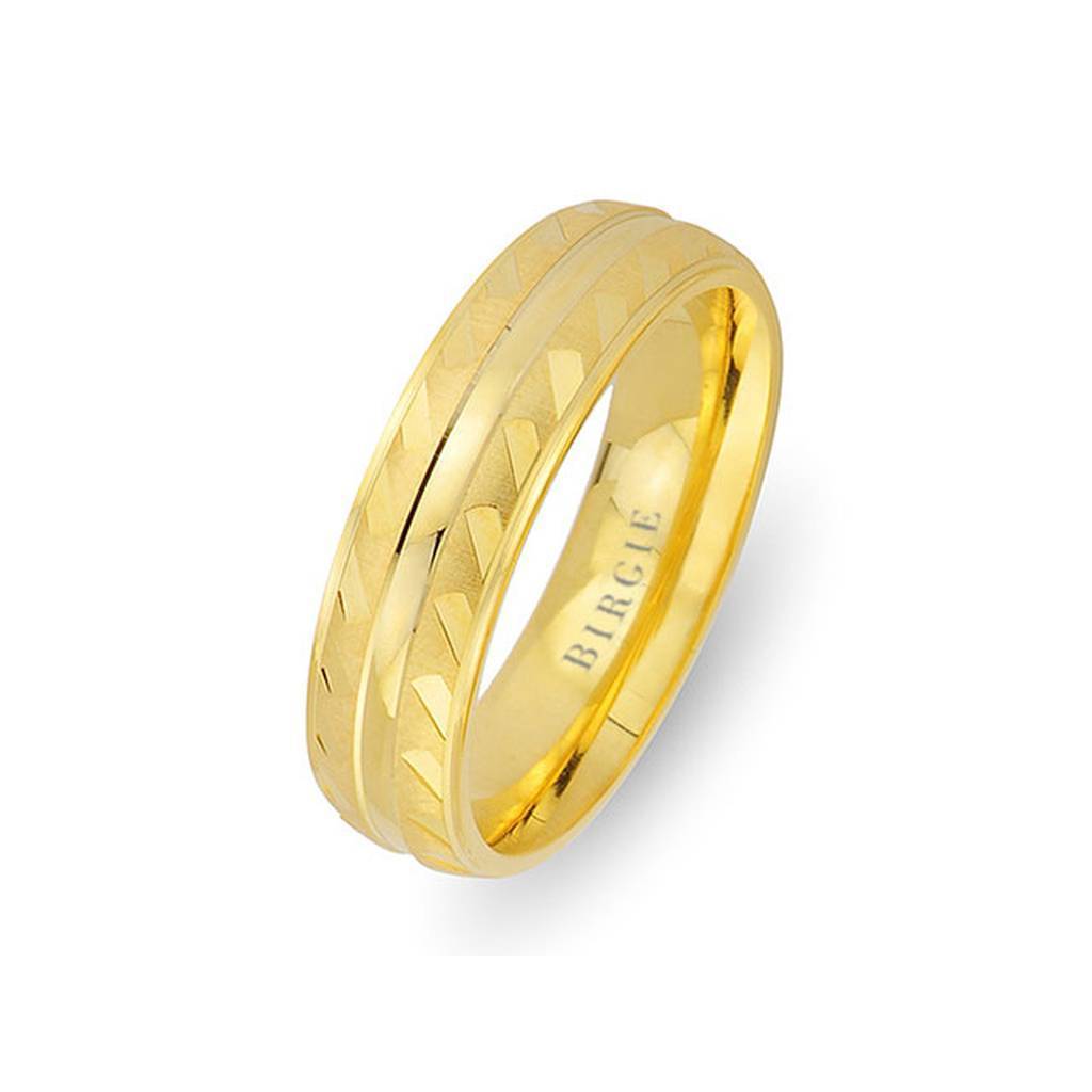 Yellow Gold Wedding Band w/ Mirror Effect - Birgie Diamant | Fine Jewellery - Diamant & Edelstein Schmuck