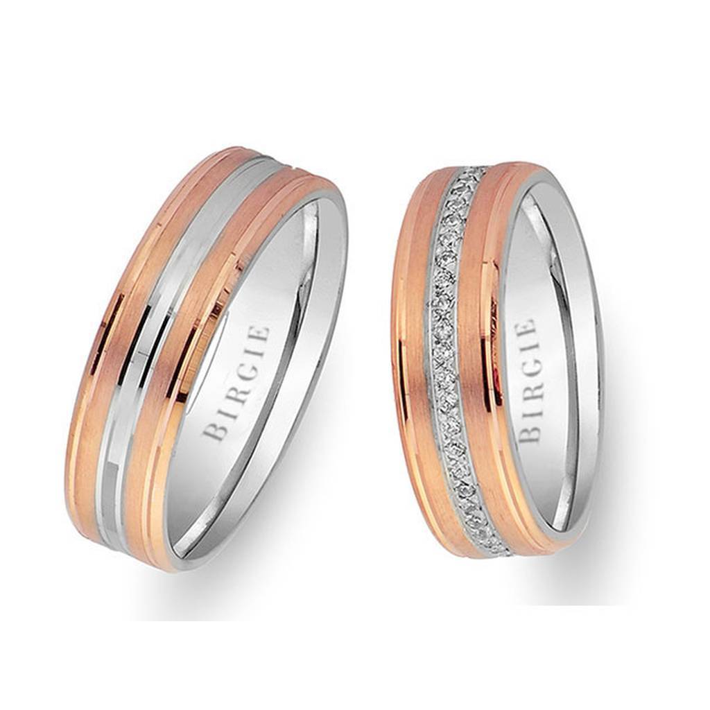 Rose and White Gold Wedding Band w/ Diamonds