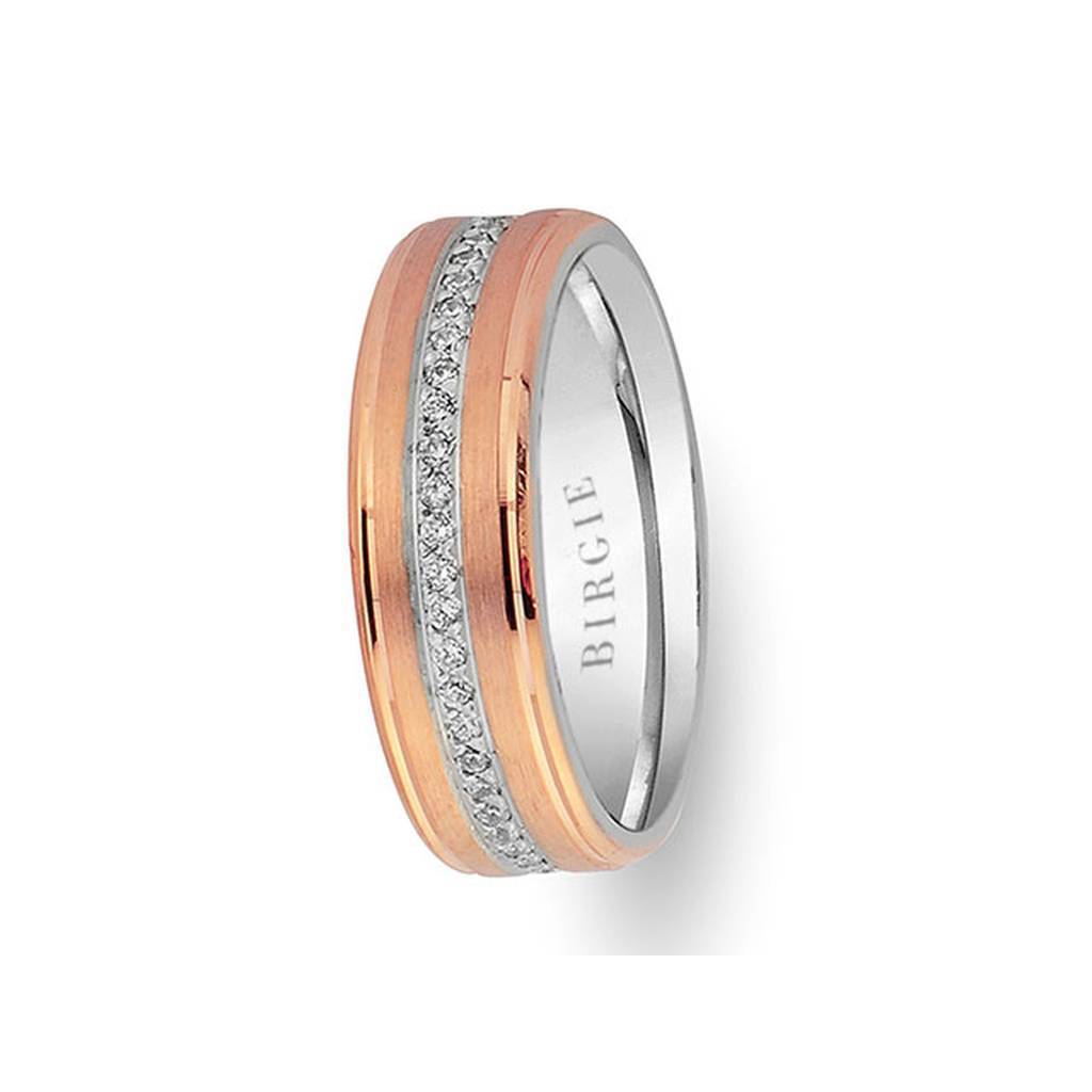 Rose and White Gold Wedding Band w/ Diamonds