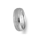 Sanded White Gold Wedding Band w/ Diamonds