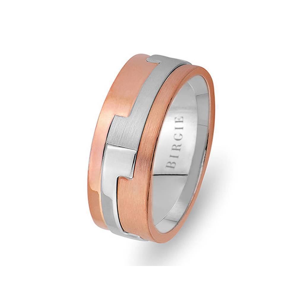 White and Sanded Rose Gold Piet Wedding Band