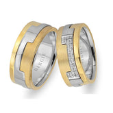 Pablo Design White and Sanded Yellow Gold Wedding Band w/ Diamonds