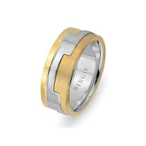 Pablo Design White and Sanded Yellow Gold Wedding Band