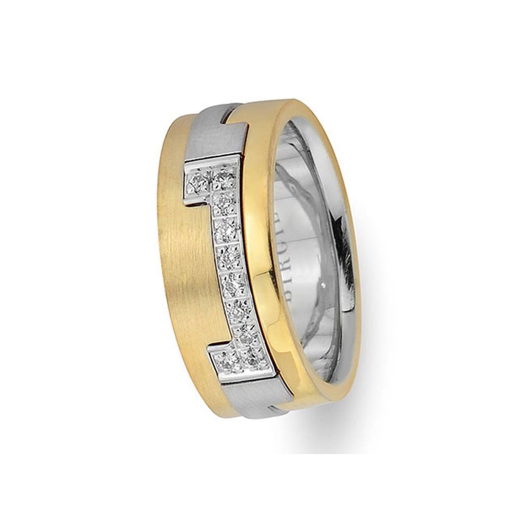 Pablo Design White and Sanded Yellow Gold Wedding Band w/ Diamonds