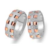 Argento Design White and Rose Gold Wedding Band w/ Diamonds