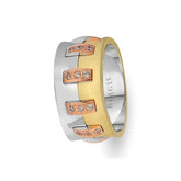 Riley Design White, Yellow and Rose Gold Wedding Band w/ Diamonds