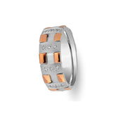 Modern Design Rose and White Gold Chequered Wedding Band w/ Diamonds