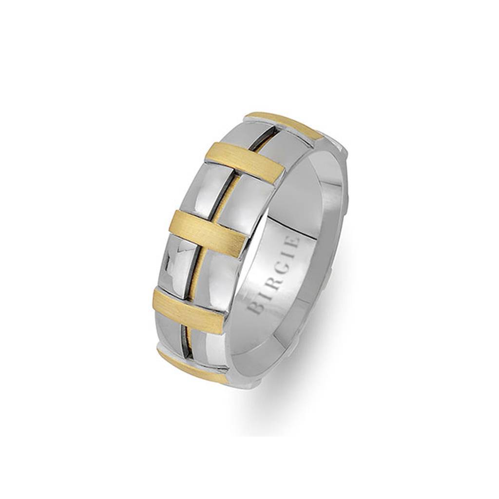 Sanded Yellow and White Gold Canonical Wedding Band