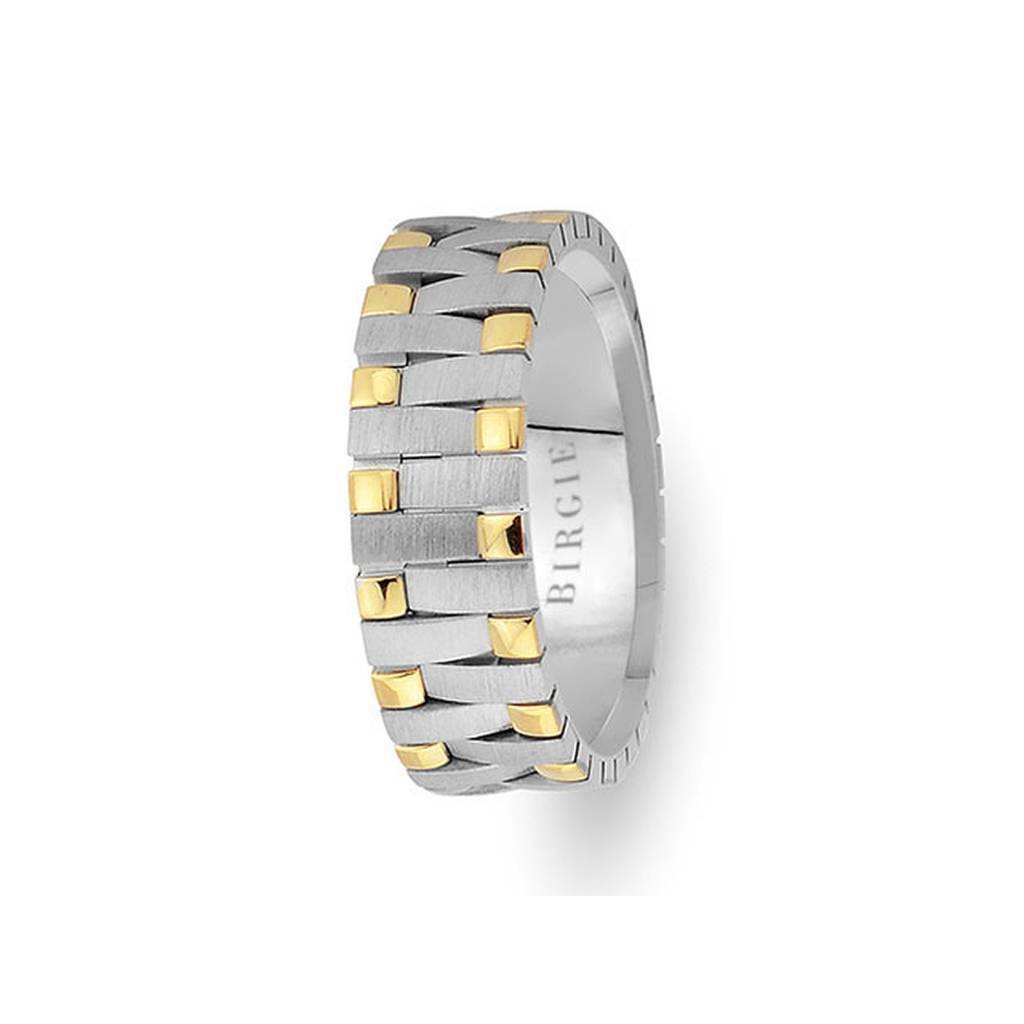 Yellow and Sanded White Gold Belvedere Wedding Band - Birgie Diamant | Fine Jewellery - Diamant & Edelstein Schmuck