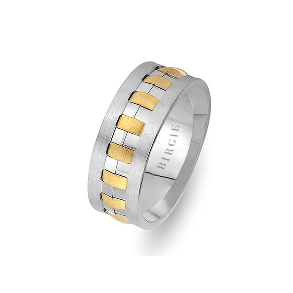 Sanded Yellow and White Gold Theo Wedding Band