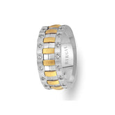 Sanded Yellow and White Gold Theo Wedding Band w/ Diamonds