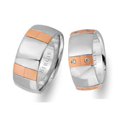 White and Rose Gold Wedding Band w/ Diamonds