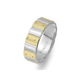 Sanded White and Yellow Gold Harran Wedding Band