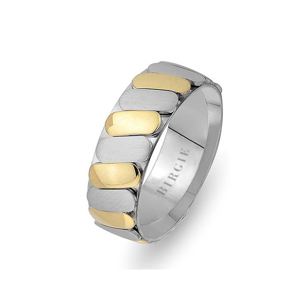 Diagol Design White and Yellow Gold Wedding Band - Birgie Diamant | Fine Jewellery - Diamant & Edelstein Schmuck