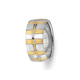 White and Yellow Gold Cavalry Wedding Band w/ Diamonds