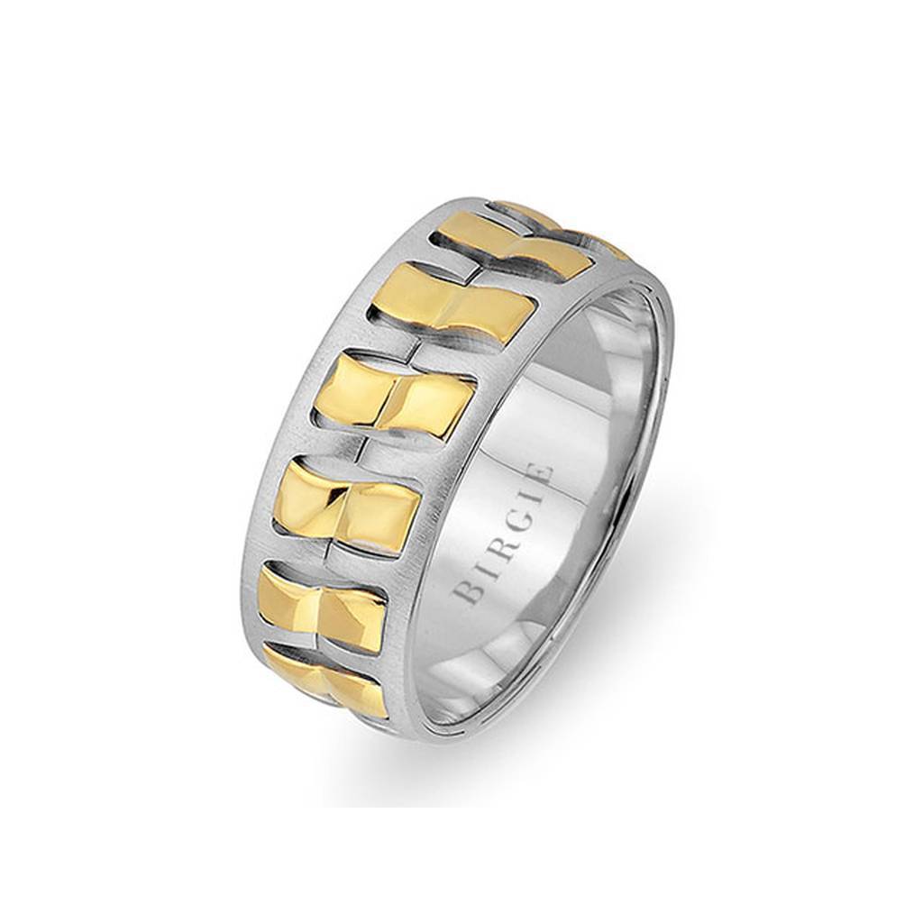 Diagol Design White and Yellow Gold Wedding Band - Birgie Diamant | Fine Jewellery - Diamant & Edelstein Schmuck