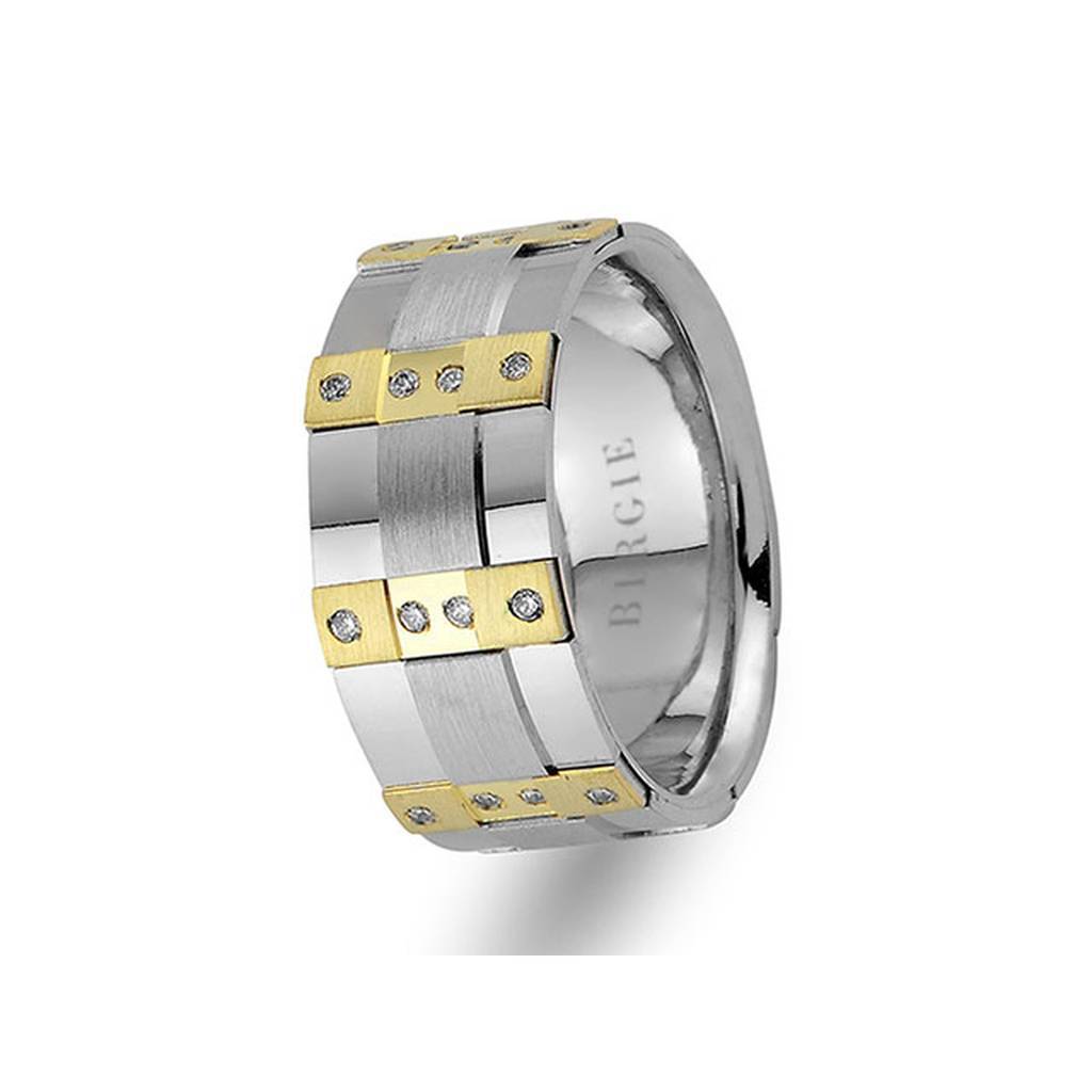 White and Yellow Gold Moonlight Wedding Band w/ Diamonds