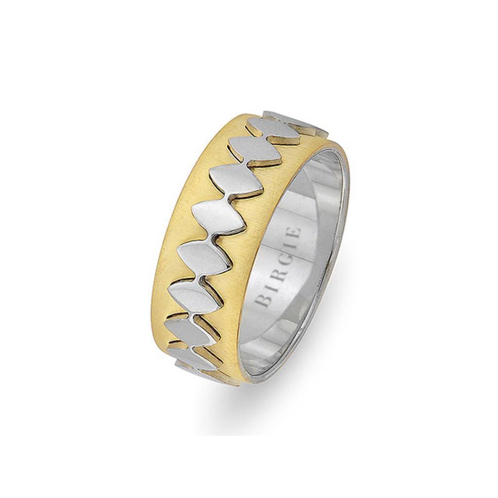 Sanded White and Yellow Gold Allegro Wedding Band