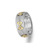 White and Yellow Gold Ribbon Wedding Band w/ Diamonds