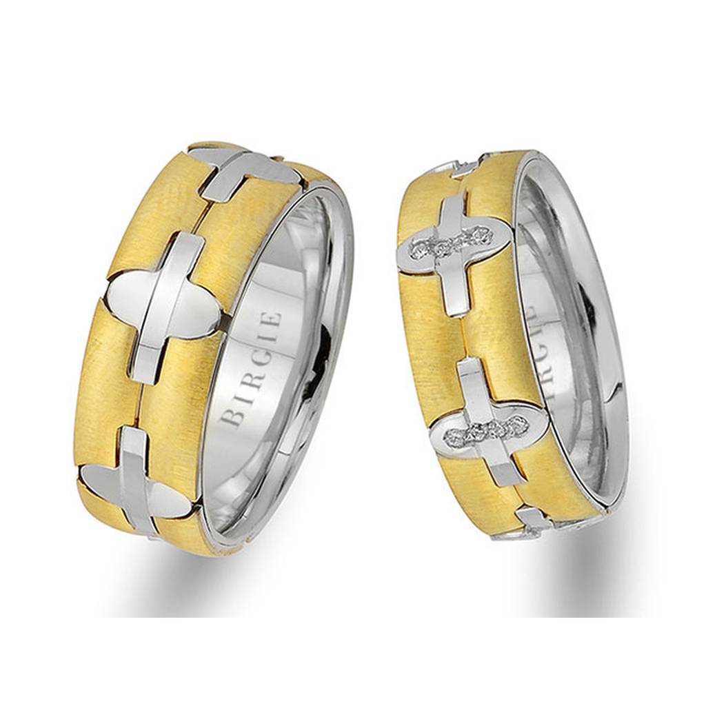 White and Yellow Gold Pandora Wedding Band w/ Diamonds