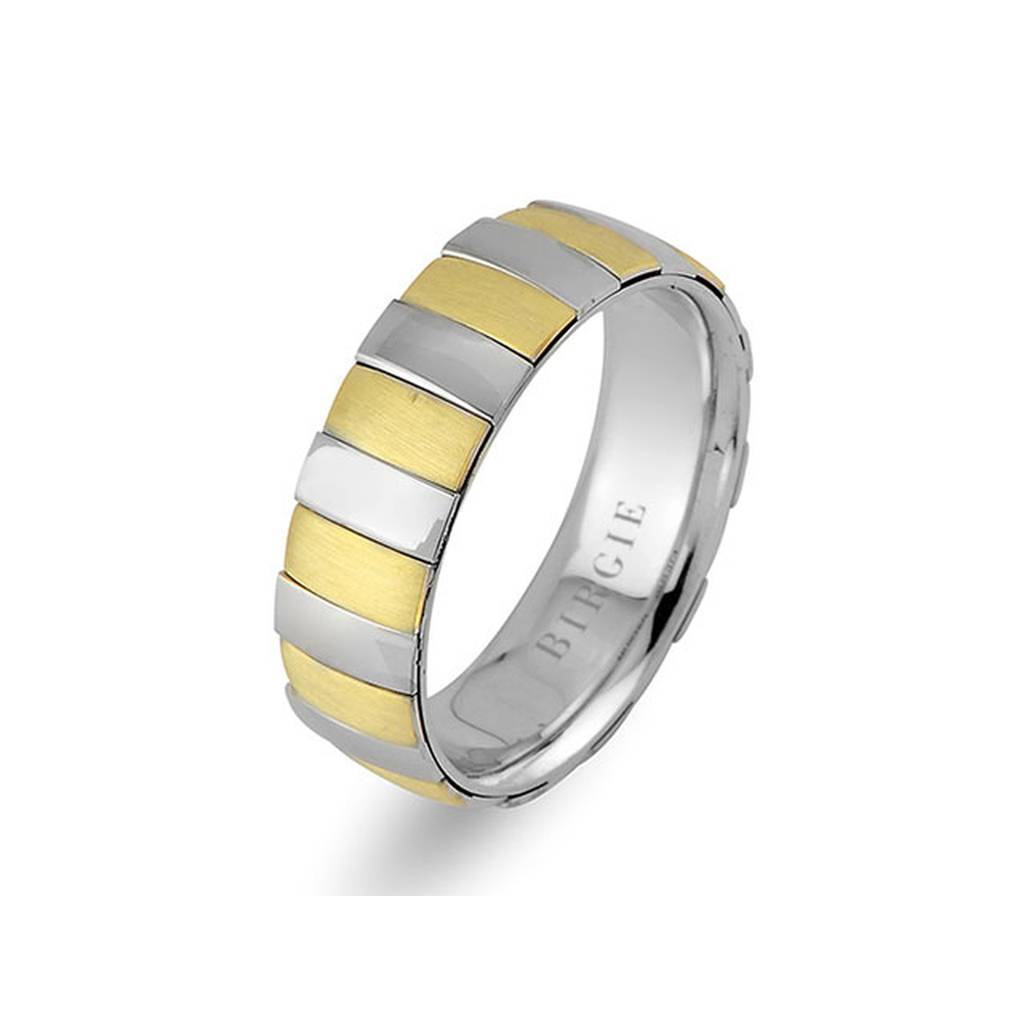 White and Yellow Gold Rothko Wedding Band