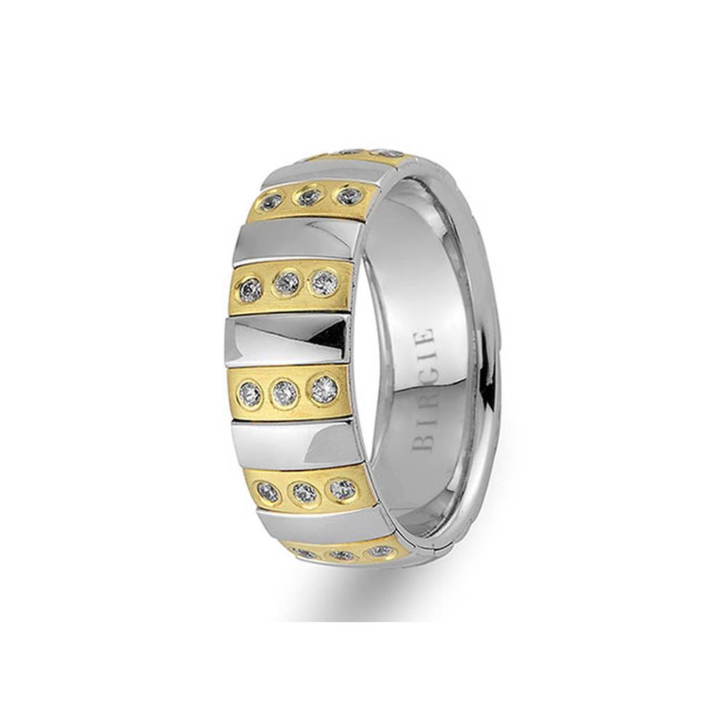 White and Yellow Gold Rothko Wedding Band w/ Diamonds