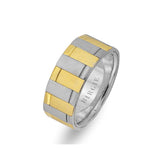 Sanded White and Yellow Gold Cairo Wedding Band