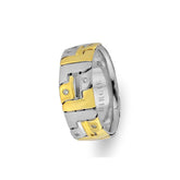 White and Yellow Gold Avignon Wedding Band w/ Diamonds