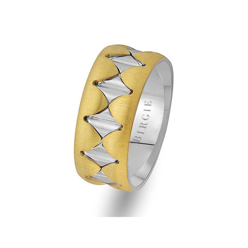 White and Yellow Gold Whispering Wall Wedding Band