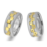 White and Yellow Gold Pavilion Wedding Band w/ Diamonds