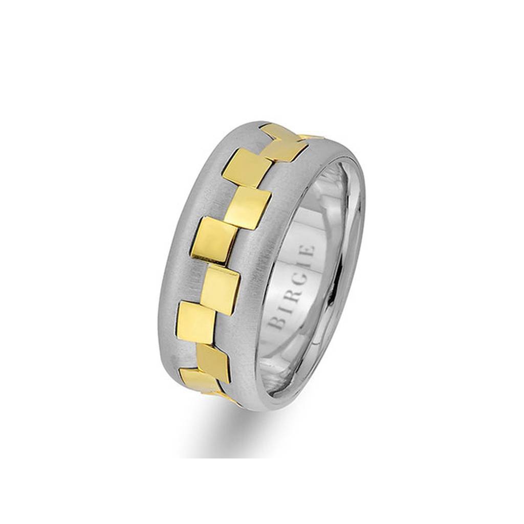 White and Yellow Gold Pavilion Wedding Band