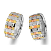 Rose, White and Yellow Gold Pure Wedding Band w/ Diamonds