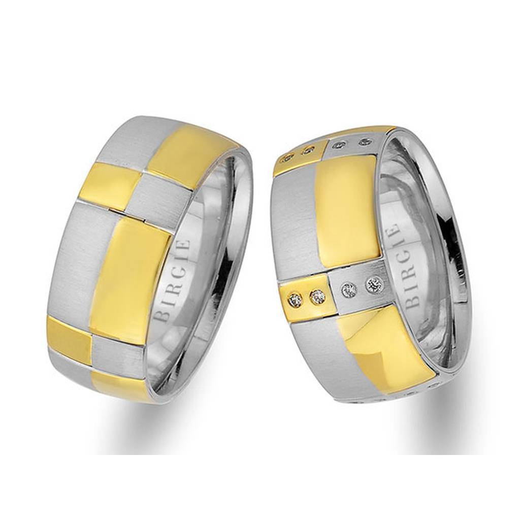 White and Yellow Gold Iona Wedding Band w/ Diamonds