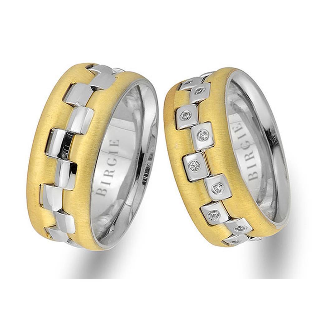 White and Yellow Gold Rhythmic Wedding Band w/ Diamonds