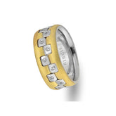 White and Yellow Gold Rhythmic Wedding Band w/ Diamonds